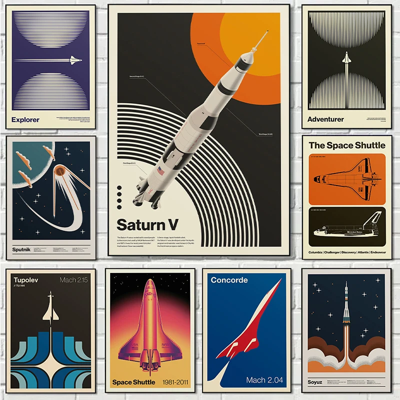 Star Map Poster - レトロ抽象スペースシャトルスプートニクミニマリストポスターやプリントキャンバス印刷壁アート画像リビングルームの家の装飾