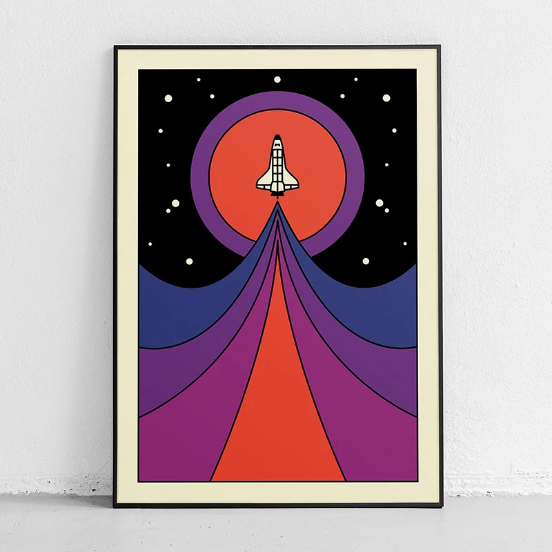 レトロ抽象スペースシャトルスプートニクミニマリストポスターや - Star Map Poster のレビューと価格