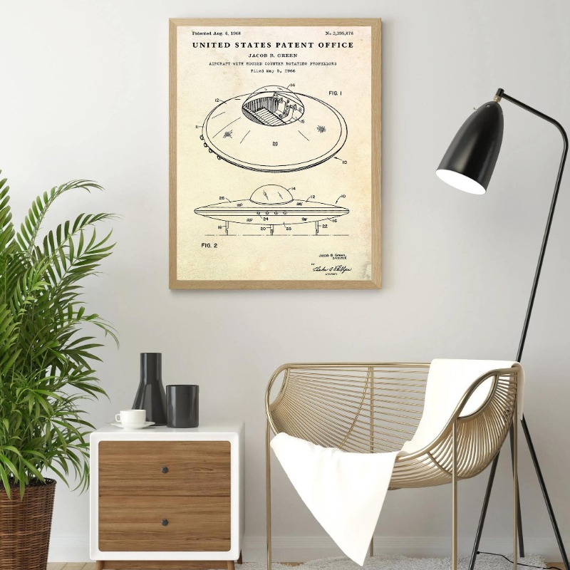 ヴィンテージ空飛ぶ円盤UFOブループリントポスター宇宙宇宙船 - Star Map Poster のレビューと価格