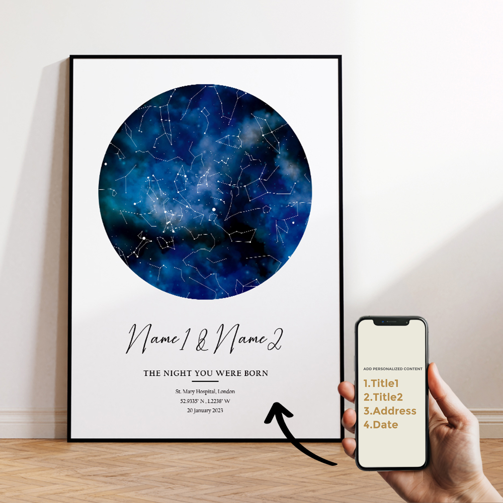 現代風カスタムパーソナライズ夜空星図ウォールアートキャンバス - Star Map Poster のレビューと価格