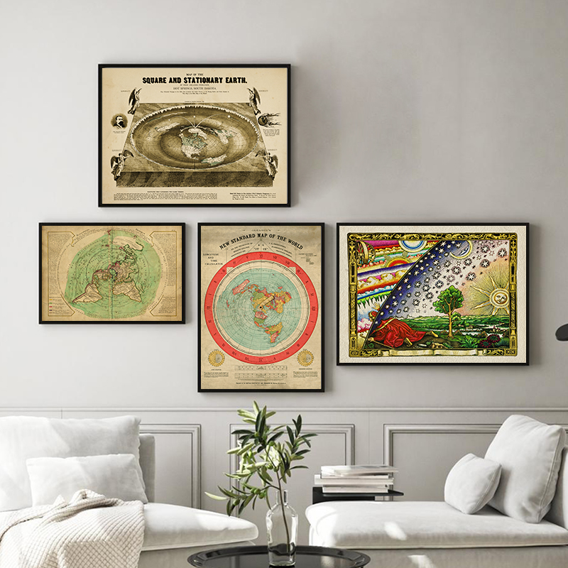 新しい標準の世界地図プリントフラット地球gleasonの地図 - Star Map Poster のレビューと価格