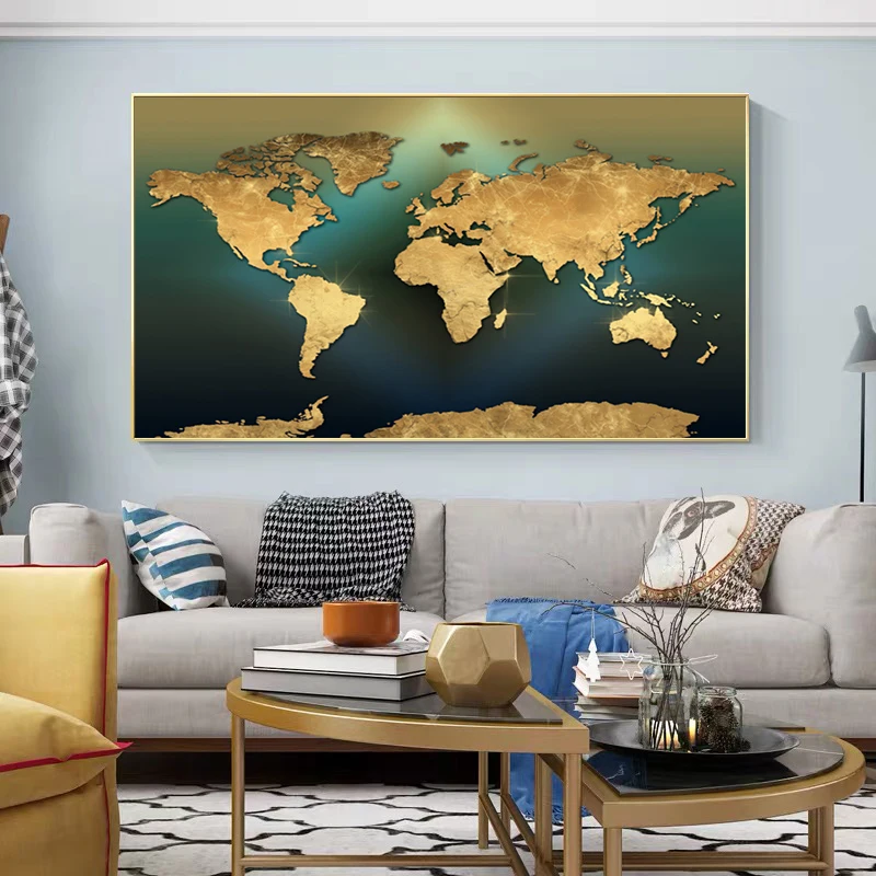 モダンなミニマリスト世界地図アートポスターとプリントキャンバ - Star Map Poster のレビューと価格